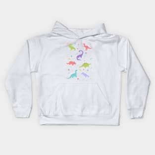 Space Dinosaurs on White Kids Hoodie